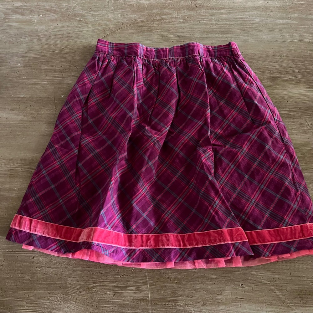 Matilda Jane Tinsley Skirt Womens XS Purple Plaid Cotton Velvet Tulle Trim Pink